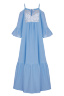 Платье "Дестени" голубое, серебристая вставка, макси