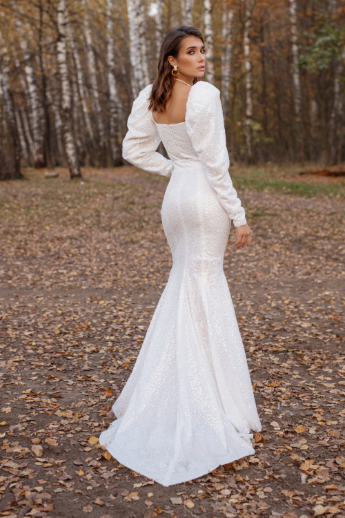Платье "Саманта" белое, пайетки, макси