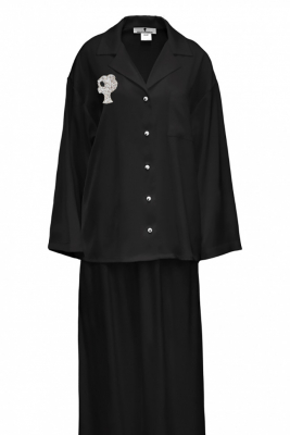 Костюм - пижама "Пальм" черный, шелк, с лого