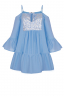 Платье "Дестени" голубое, серебристая вставка, мини