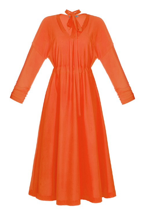 Платье "Темпл" оранжевое, миди
