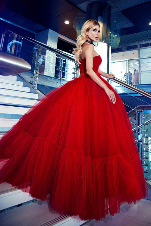 Платье "Ленса" красное, макси