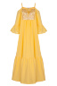 Платье "Дестени" желтое, золотистая вставка, макси