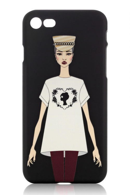 Чехол "Девочка в картузе" для iPhone 7+,черный