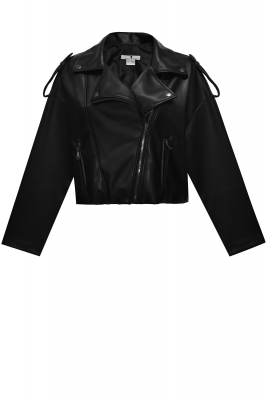 Куртка косуха "Лейтон" черная, со шнуровкой, эко-кожа