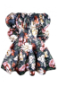 Платье "Барби" черное, бордово-белый принт, с воланами по юбке, мини