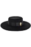 Шляпа "Канотье" черная, бархат, золотистое лого