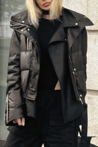 Куртка - косуха черная, вставки из эко - кожи