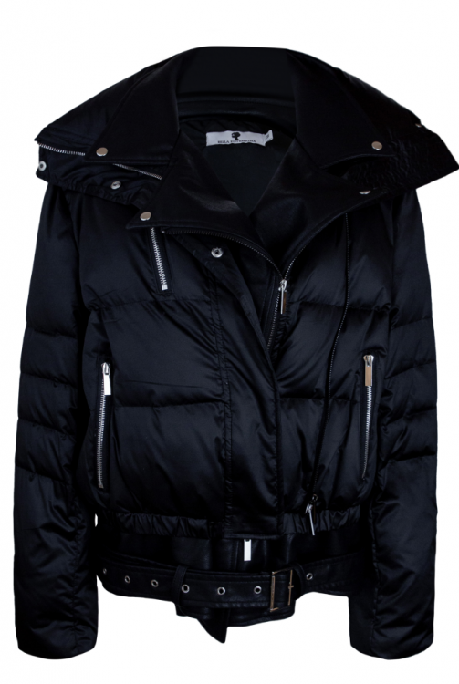 Куртка - косуха черная, вставки из эко - кожи