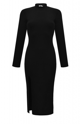 Платье-водолазка "Фелисия" черная, трикотаж, миди