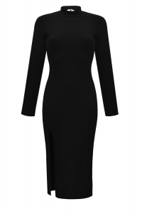 Платье-водолазка черная, трикотаж, миди